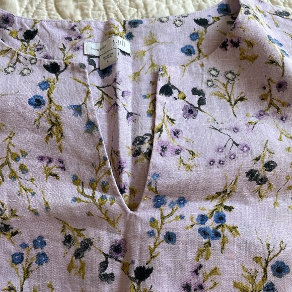 J. Jill Love Linen purple floral linen sleeveless dress large - Picture 8 of 10
